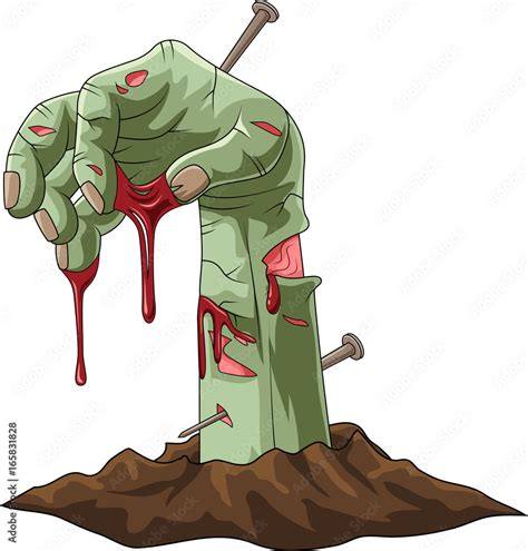 Cartoon Zombie Hand Out Of The Ground Vector Illustration Stock Vector