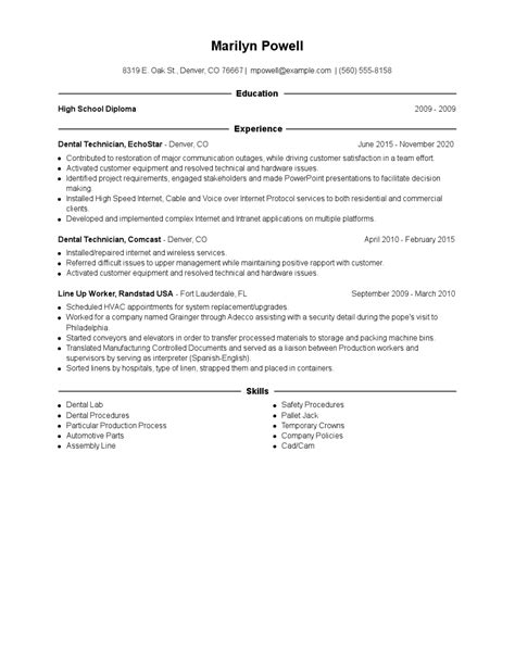 Dental Technician Resume Examples and Tips - Zippia