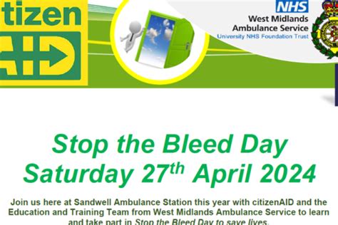 Stop The Bleed Day Save The Date West Midlands Ambulance Service