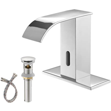 Bwe Polished Chrome Single Hole Touchless Bathroom Sink Faucet With