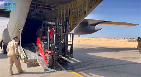 Two Saudi Relief Planes Deliver Trucks Forklifts To Aid Palestinian