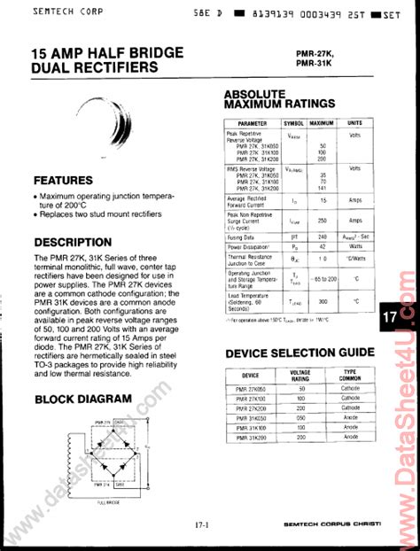 Pmr K Semtech Rectifiers Hoja De Datos Ficha T Cnica