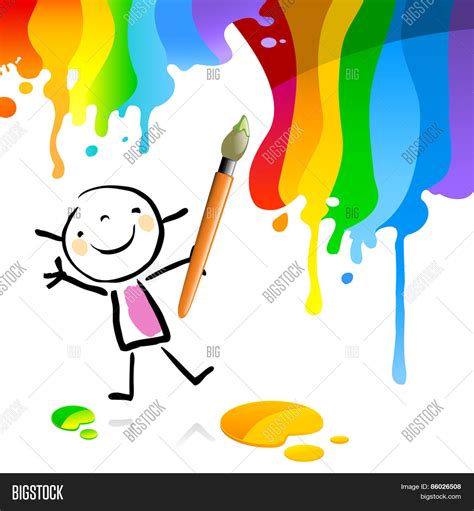 Little Girl Painting Vector & Photo (Free Trial) | Bigstock