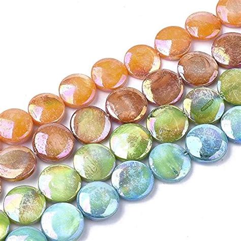 Amazon Beadthoven Strands Flat Round Freshwater Shell Beads