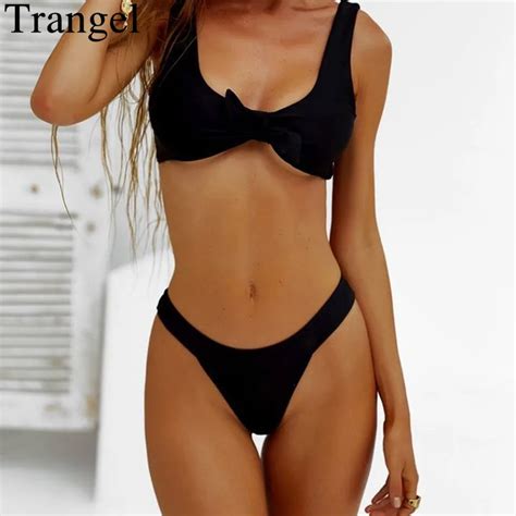 Trangel 2019 Bandage Swimwear Women Solid Bikini Set Sexy Swimsuit