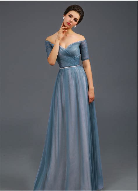 Light Blue Off the shoulder Evening Dress,A Line Formal Dress,Women ...