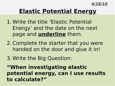 Aqa Gcse Physics Elastic Potential Energy Teaching Resources