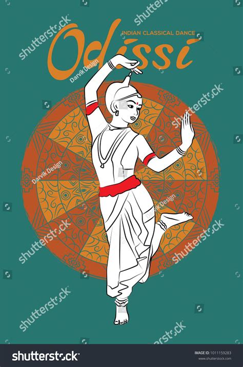 Indian Classical Dance Odissi Vector Illustration Stock Vector (Royalty Free) 1011159283 ...