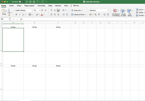 Kalender Konten Sederhana Menggunakan Microsoft Excel Kumpulan Emak