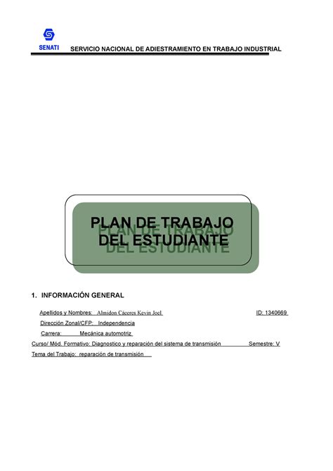 Tr2 INFORME SENATI 1 INFORMACIÓN GENERAL Apellidos y Nombres