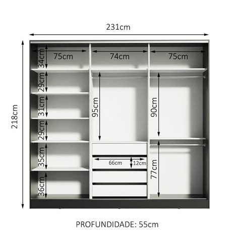 Guarda Roupa Casal Mdf Madesa Royale Portas De Correr De Espelho