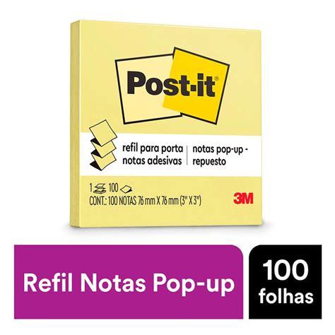 Bloco De Notas Super Adesivas Post It Amarelo X Mm Folhas M