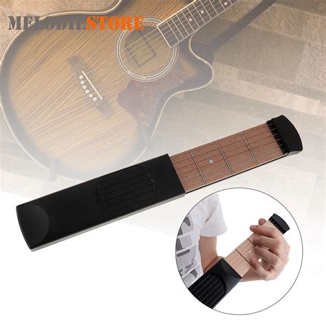 Portable Pocket Acoustic Guitar Practice Tool Gadget 6 String 4 Fret Guitar Chord Trainer Model