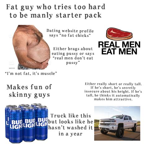 Fat Guy Who Tries Too Hard To Be Manly Starter Pack R Starterpacks