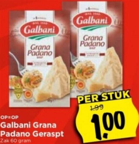 Galbani Grana Padano Geraspt 60 Gram Aanbieding Bij Vomar Voordeelmarkt