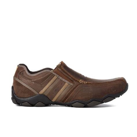 Skechers Mens Diameter Zinroy Leather Slip On Shoes Brown Clothing