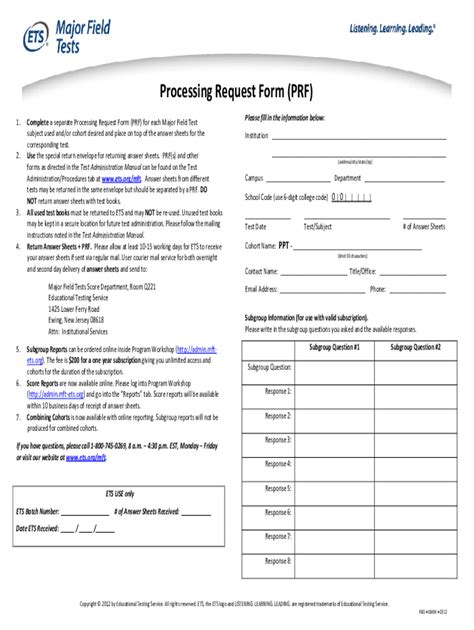 Fillable Online Mft Processing Request Form Prf Mft Processing