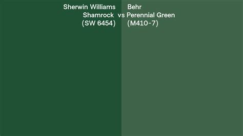 Sherwin Williams Shamrock Sw 6454 Vs Behr Perennial Green M410 7