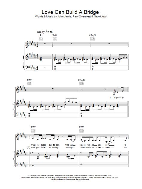 Love Can Build A Bridge By The Judds Sheet Music For Piano Vocal