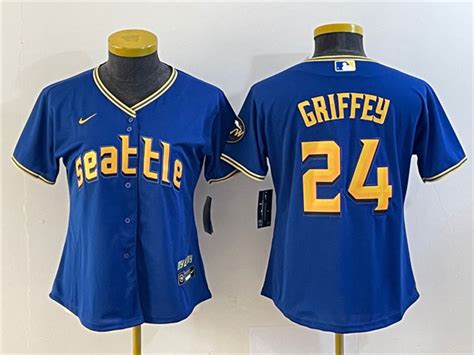 Seattle Mariners 24 Ken Griffey Womens Royal 2023 City Connect Jersey