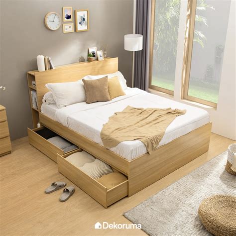 Jual Dekoruma Moku Bed Sandaran Dipan Tempat Tidur Minimalis Laci