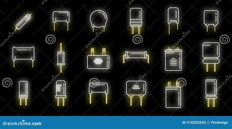 Capacitor Icons Set Vector Neon Stock Vector Illustration Of Isolated