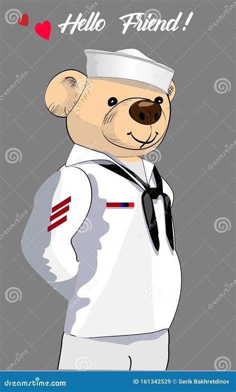 Teddy Bear Sailor Fun Toy For Design And Posters Stock Vector