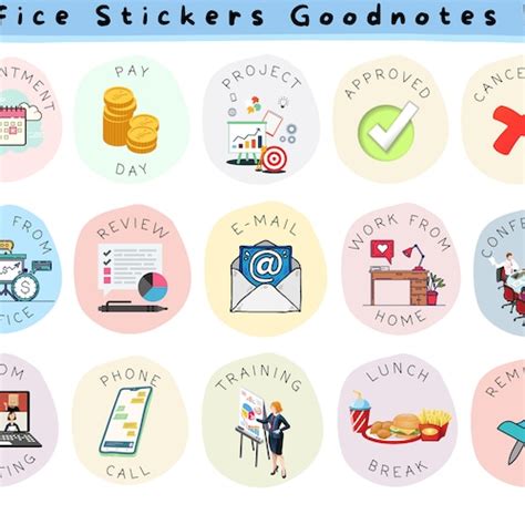 Office Digital Stickers For Goodnotes Work Stickers Office Etsy