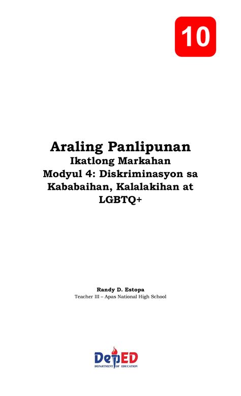 Q Ap Modyul Sa Araling Panlipunan Ikatlong Markahan Araling