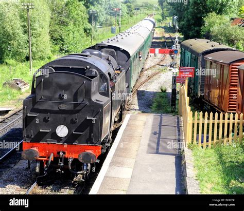 Corfe England June 03 2018 Steam Engine Pulling A Passenger Train