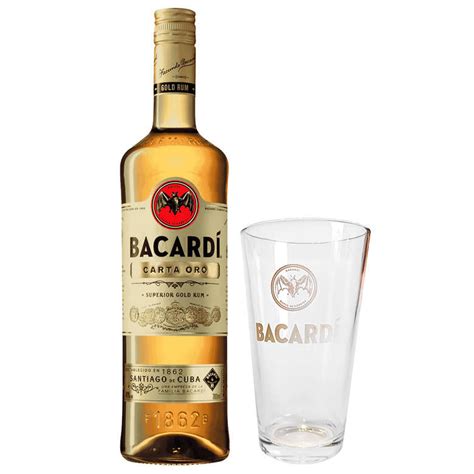 Booz Cl PACK BACARDI N8 1x Ron Bacardi Carta Oro 750cc 1x Vaso Bacardi