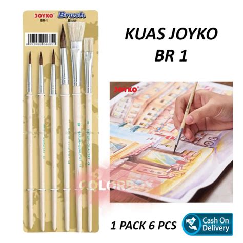 Kuas Joyko BR 1 Set 6 Pcs Joyko Kuas Lukis BR 1 Cat Air Kuas Nail Art