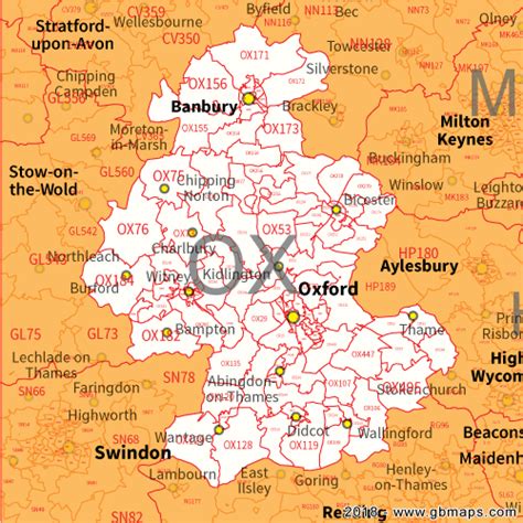 Oxford Postcode Area, District and Sector maps in Editable Format