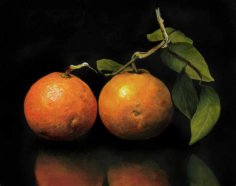 Oranges With Leaves Painting By Anthony Enyedy Fine Art America