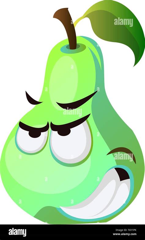 Angry Pear Cartoon Face Illustration Vector On White Background Stock