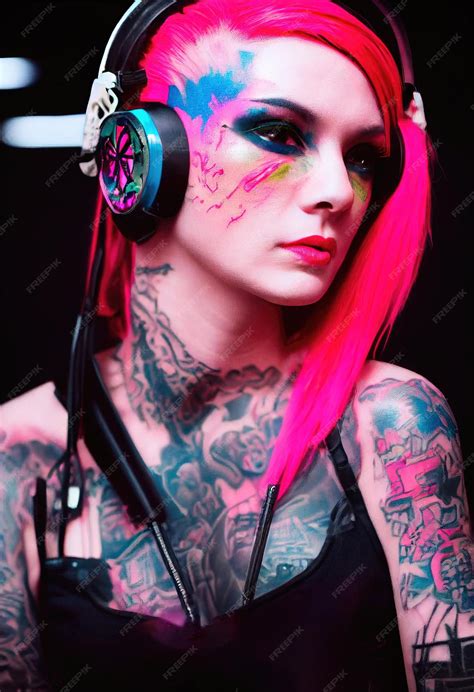 Premium Photo Realistic Portrait Of A Fictional Punk Girl With