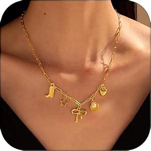 Amazon Choistily Charm Necklace Dainty Gold Bow Necklace Paperclip