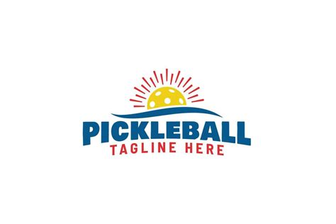 Pickleball Logo With A Combination Of A Ball Sun And Horizon Line For