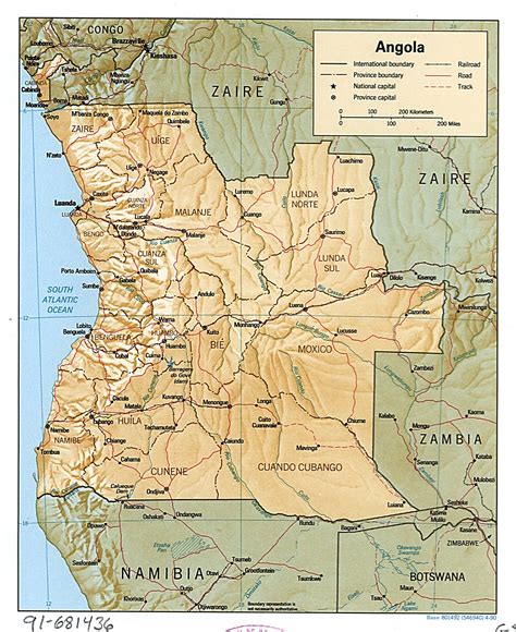 Large Detailed Political And Administrative Map Of Angola With Relief