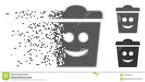 Icono De Semitono De La Sonrisa Del Cubo De Basura Del Pixel Del Polvo