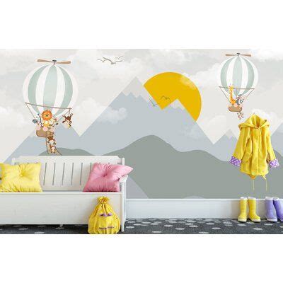 Gk Wall Design Sunrise Hot Air Balloon Mountain Textile Wallpaper