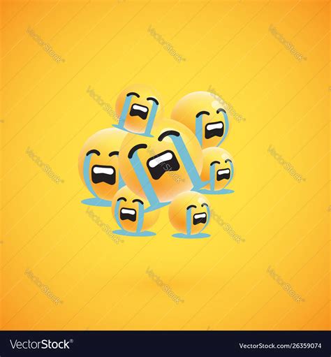 Group High Detailed Yellow Emoticons Royalty Free Vector