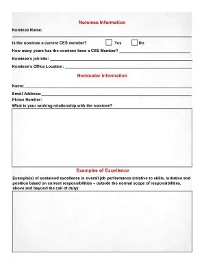 Fillable Online Distinguished Staff Awards Nomination Form Fax Email