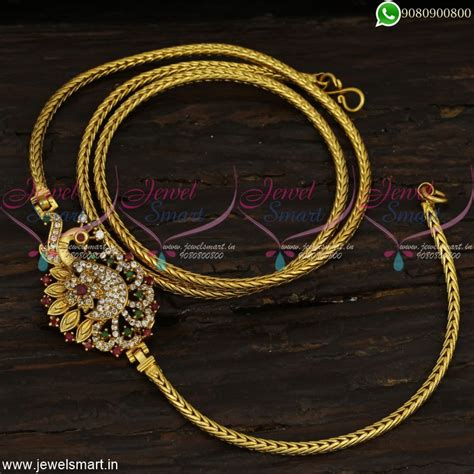 Fancy Cz Stones Mugappu Chains Gold Designs South Indian Covering