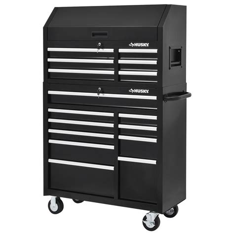 Husky 41 In W X 18 In D Standard Duty 16 Drawer Combination Rolling Tool Chest And Top Tool