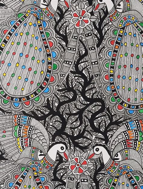 Buy Tree And Peacock Madhubani Painting In X In Online At Jaypore