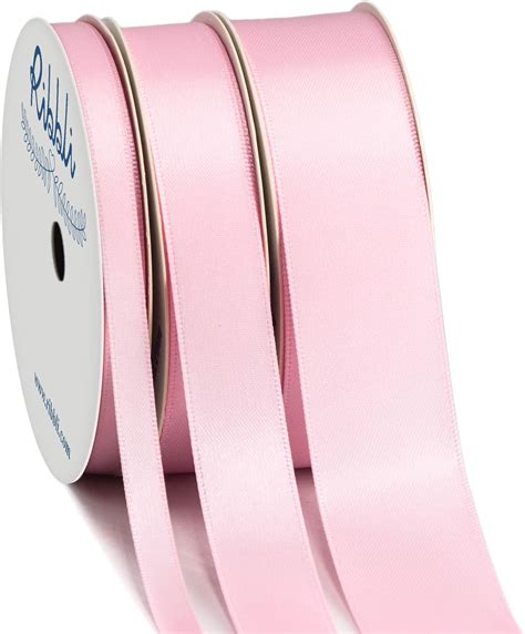 Amazon Ribbli 3 Rolls Double Faced Solid Satin Light Pink Craft