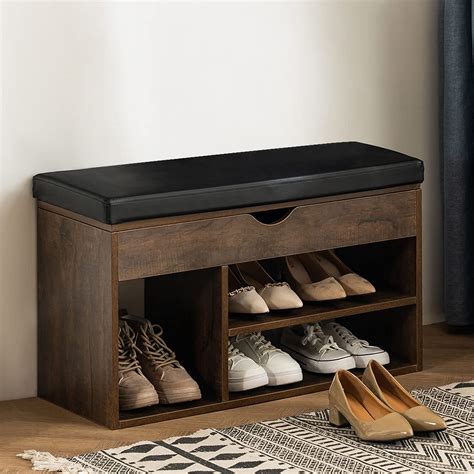 APICIZON Shoe Storage Bench, Entryway Bench with Flip Top Storage Space and Padded Cushion ...