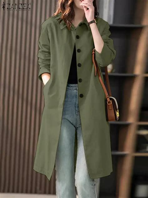 Zanzea Fashion Women Long Sleeve Solid Thin Coats Elegant Ol Work Long Jackets Female Casual