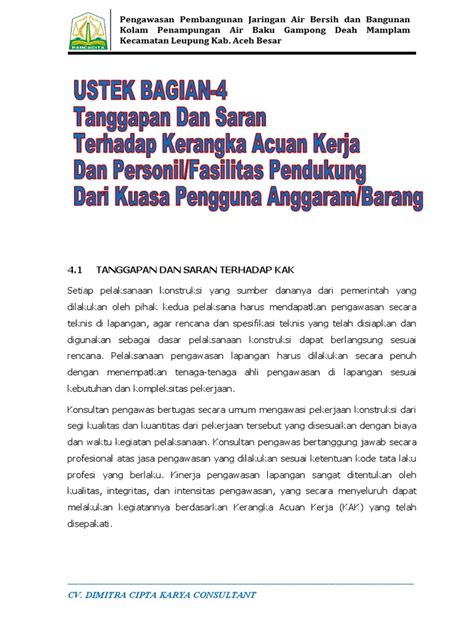 Tanggapan Dan Saran Terhadap Kak Dan Personil Pdf